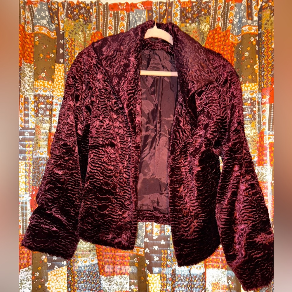 Peck And Peck Red Fuzzy Coat - image 1